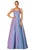 Cecilia Couture - 2117 Metallic Square A-line Dress Evening Dresses 0 / Violet