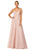 Cecilia Couture - 2118 Floral Detailed A-line Long Dress Evening Dresses 0 / Dusty Pink