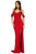 Cecilia Couture - 2127 V-Neck Beaded Long Column Dress Evening Dresses 0 / Hot Red