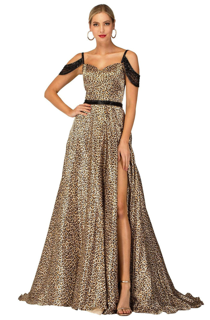 Cecilia Couture - 2146 Sweetheart Animal Printed Long Dress Evening Dresses 0 / Cheetah