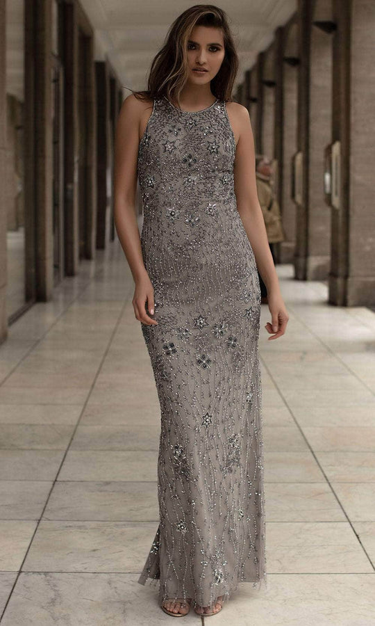 Chic and Holland AN1410 - Jewel Beaded Prom Gown With Slit