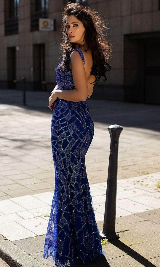 Chic and Holland AN1449 - V-Neck Embellished Prom Gown