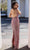 Chic and Holland - AN1630 V Neck Sequined Back Slit Dress Evening Dresses