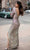 Chic and Holland - AN3174 V Neck Animal Printed Long Dress Evening Dresses
