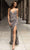 Chic and Holland - HF1417 Plunged V-Neck High Slit Beaded Gown Evening Dresses