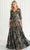 Christina Wu Elegance - 17085 Sequin Embroidered A-Line Gown Special Occasion Dress 2 / Black/Nude