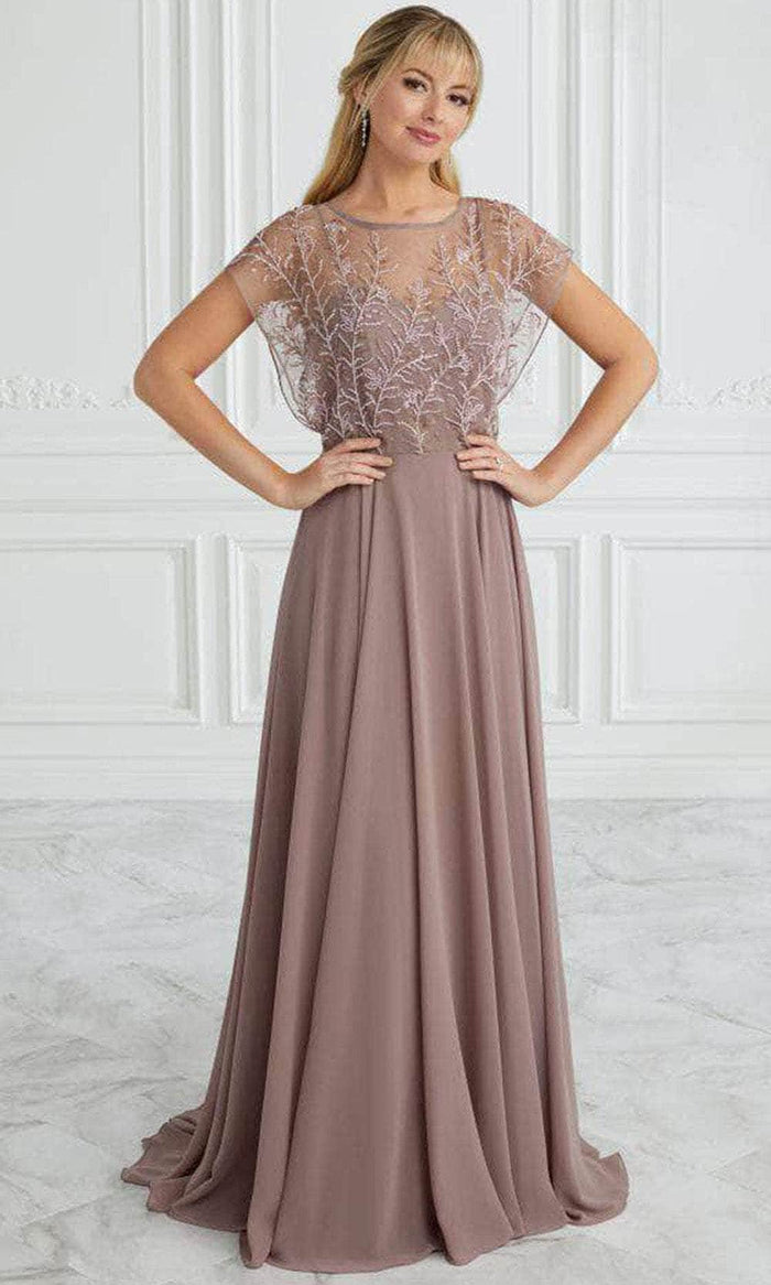 Christina Wu Elegance 17093 - Embellished Illusion Bateau Prom Gown Evening Dresses 6 / Mink