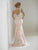 Christina Wu Elegance - Beaded Metallic Lace Illusion Trumpet Dress 20214 CCSALE 8 / Ivory/Pink