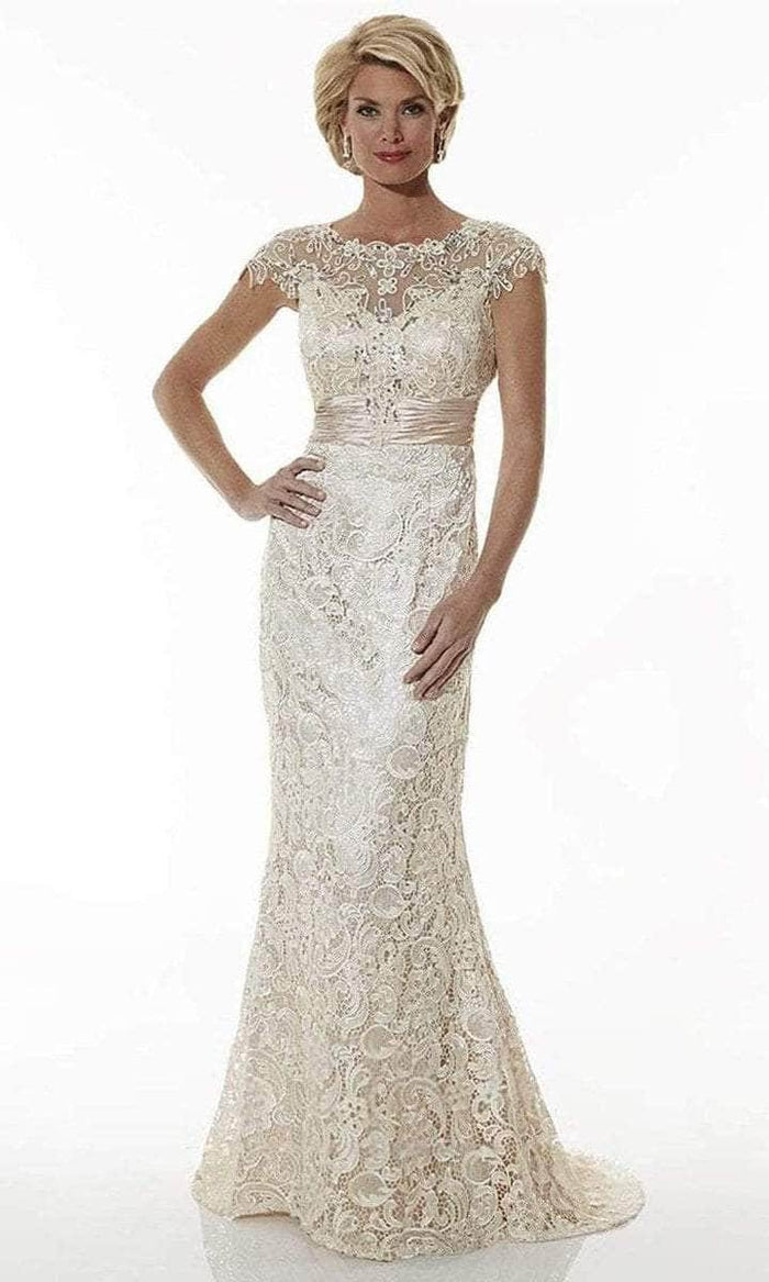 Christina Wu Elegance - Cape Sleeve Lace Formal Gown 20176 - 1 pc Champagne in Size 12 Available CCSALE 12 / Champagne