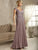 Christina Wu Elegance Chiffon And Beaded Lace Wide V Neck Gown 17820 - 1 pc Wisteria In Size 6 Available CCSALE 6 / Wisteria