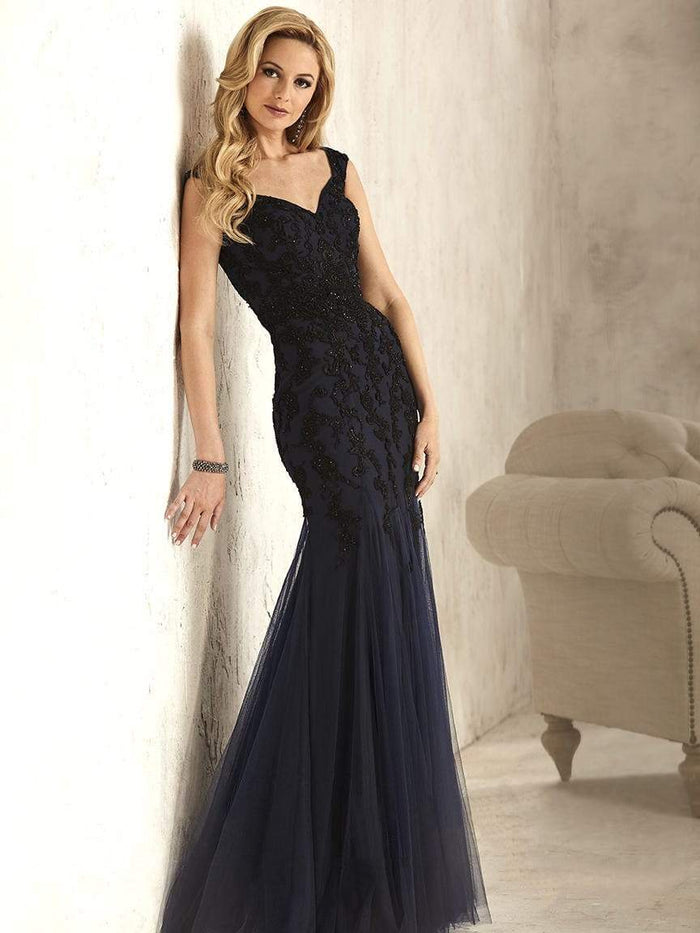 Christina Wu Elegance - Embellished Lace Sweetheart Trumpet Dress - 1 pc Navy/Black In Size 6 Available CCSALE 6 / Navy/Black