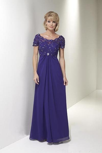 Christina Wu Elegance - Short Sleeve Jeweled Lace Draped Gown 17769 - 2 pcs Amethyst In Sizes 10 and 20; 1 pc Teal in Size 20 Available CCSALE 10 / Amethyst