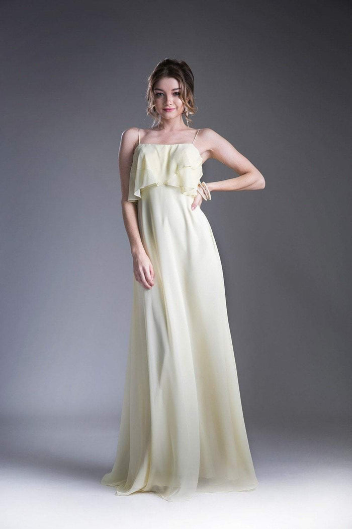 Cinderella Divine - 13010 Flounce Bodice Chiffon A-Line Dress Special Occasion Dress 4 / Yellow