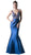 Cinderella Divine 13108 Plunging V-Neck Embellished Mermaid Gown - 1 pc Teal In Size 4 Available CCSALE 4 / Teal