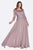 Cinderella Divine - 14327 Quarter Sleeve Soutache Bodice A-Line Long Formal Dress Mother of the Bride Dresses XS / Mocha