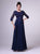Cinderella Divine - 14327 Quarter Sleeve Soutache Bodice A-Line Long Formal Dress Mother of the Bride Dresses XS / Navy