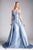 Cinderella Divine - 455 Beaded Belt Strapless Silk Gown with Overskirt Special Occasion Dress 2 / Perry Blue