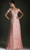 Cinderella Divine 5326 - Cold Shoulder Floral Lace Gown Special Occasion Dress 6 / Peach2