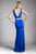 Cinderella Divine - 6485 Plunging Notched Lace-Up Cutout Long Gown Special Occasion Dress