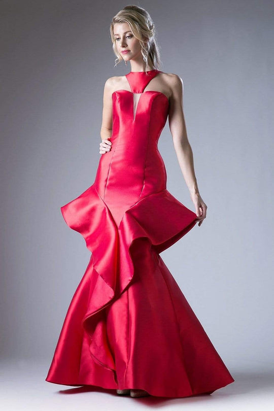 Cinderella Divine - 71428 High Neck Symmetrical Cascade Mermaid Gown