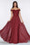 Cinderella Divine - 7258 Flowy Chiffon Lace Embellished A-Line Gown Bridesmaid Dresses
