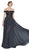 Cinderella Divine - 7258 Flowy Chiffon Lace Embellished A-Line Gown Bridesmaid Dresses XS / Black