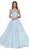 Cinderella Divine - 7258 Flowy Chiffon Lace Embellished A-Line Gown Bridesmaid Dresses XS / Paris Blue