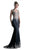 Cinderella Divine - 7263 Cap Sleeve Gilded Lace Queen Anne Long Gown Special Occasion Dress 2 / Black