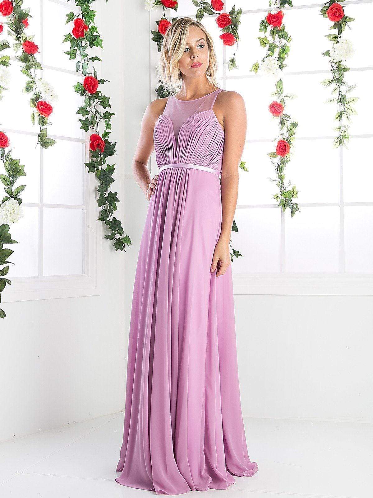 Cinderella Divine - 7458 Illusion Neckline Chiffon Empire Waist Gown Couture Candy Cinderella Divine - 7458 Illusion Neckline Chiffon Empire Waist Gown Couture Candy