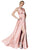 Cinderella Divine - 7469 Sleeveless V Neck Flowing Satin Gown Bridesmaid Dresses 2 / Blush