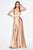Cinderella Divine - 7469 Sleeveless V Neck Flowing Satin Gown Bridesmaid Dresses 2 / Gold