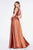 Cinderella Divine - 7469 Sleeveless V Neck Flowing Satin Gown Bridesmaid Dresses