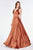 Cinderella Divine - 7469 Sleeveless V Neck Flowing Satin Gown Bridesmaid Dresses
