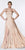 Cinderella Divine - 7469 V Neck High Slit Satin Flowy A-Line Dress Bridesmaid Dresses 2 / Nude