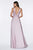 Cinderella Divine - 7469 V Neck High Slit Satin Flowy A-Line Dress Bridesmaid Dresses
