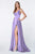 Cinderella Divine - 7472 Spaghetti Straps V Neck Wrap Satin Gown Bridesmaid Dresses 2 / Lavender