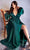 Cinderella Divine - 7475C Plunging V Neck High Slit Long Evening Dress Evening Dresses 16 / Emerald