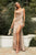 Cinderella Divine - 7479 Draped Bodice Open Back Evening Gown Bridesmaid Dresses 2 / Nude