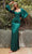 Cinderella Divine - 7482 Billowy Sleeve High Slit Gown In Green