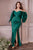 Cinderella Divine - 7482C Sweetheart Satin Sheath Dress Bridesmaid Dresses 16 / Emerald