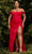 Cinderella Divine 7484C - High Slit Evening Gown Special Occasion Dress 18 / Red