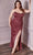 Cinderella Divine 7484C - High Slit Evening Gown Special Occasion Dress 18 / Rosewood