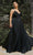 Cinderella Divine - 7485C Spaghetti Strap High Slit Gown Prom Dresses 16 / Black