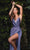 Cinderella Divine - 7489 Plunging V-Neck Draped Gown Prom Dresses 2 / Smoky Blue