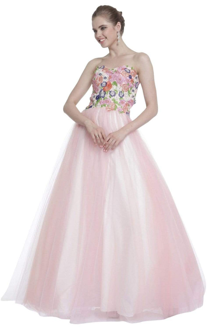 Cinderella Divine - 7637 Floral Lace Sweetheart Gown Ball Gowns 2 / Blush