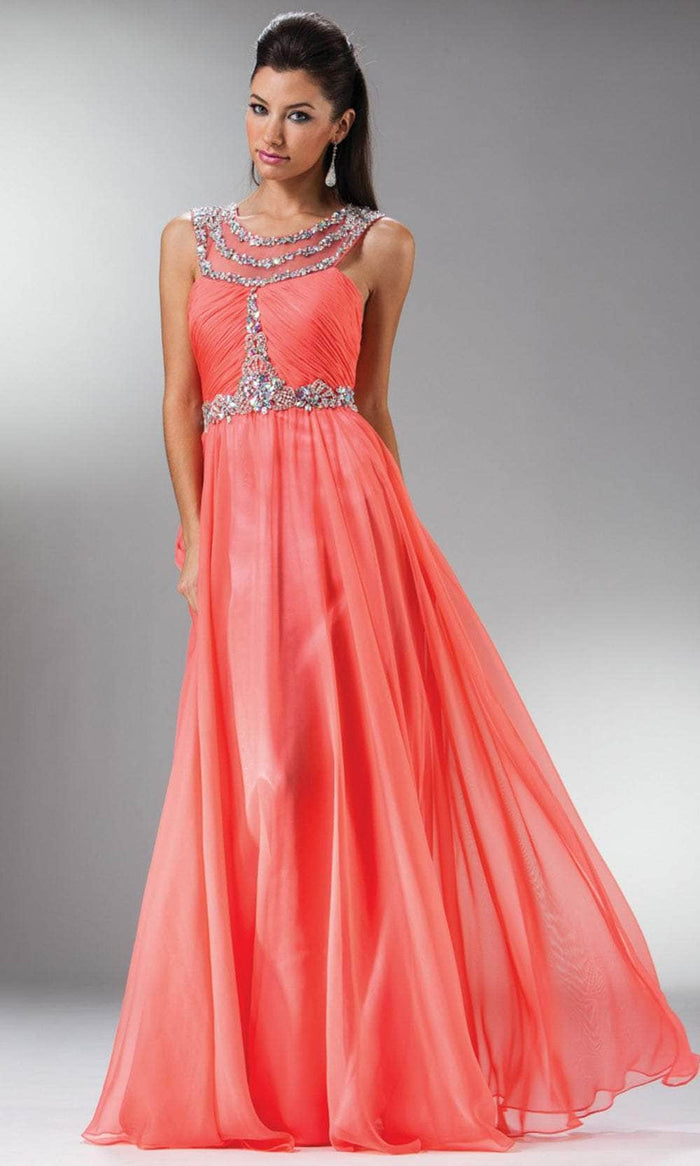 Cinderella Divine 7935 - Jewel Ornate Prom Dress Special Occasion Dress 4 / Coral