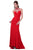 Cinderella Divine - 8105 Beaded High Neck Stretch Knit Sheath Dress Prom Dresses 2 / Red