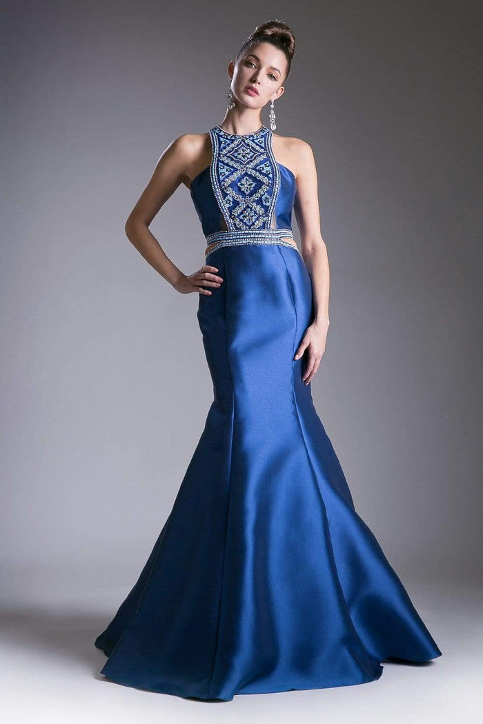 Cinderella Divine - 83789 Beaded Halter Mermaid Dress Special Occasion Dress 2 / Navy