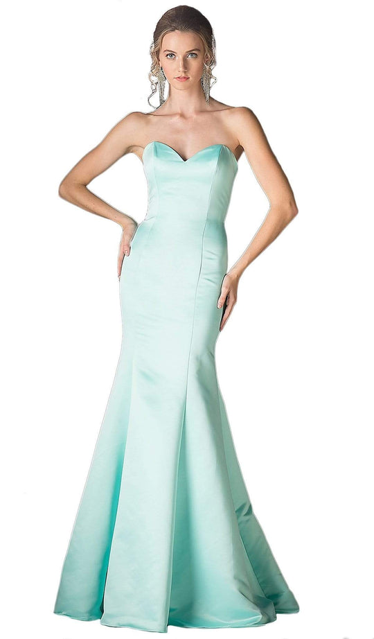 Cinderella Divine - 8792 Strapless Sweetheart Satin Trumpet Gown