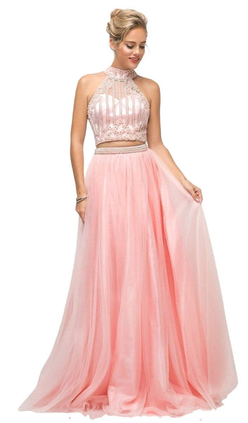Cinderella Divine 83789 Halter Mermaid Mikado Gown Waist Cut Outs